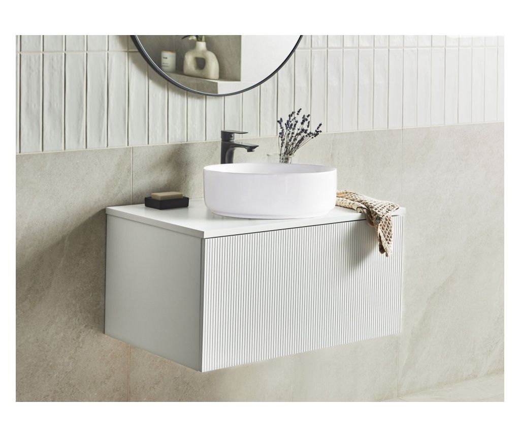 ALZIRA 80 cm White Wall-Mounted Washbasin Mask