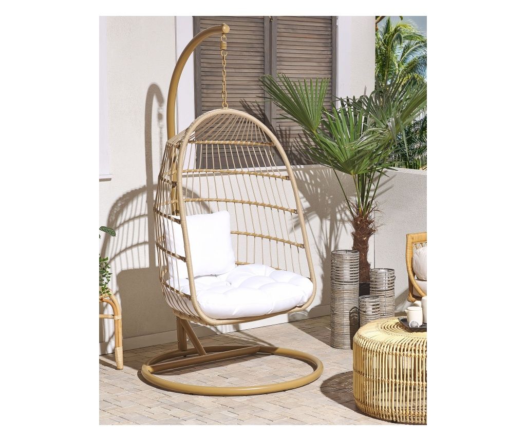 Fotoliu suspendat cu suport ALLERA Ratan sintetic Bej