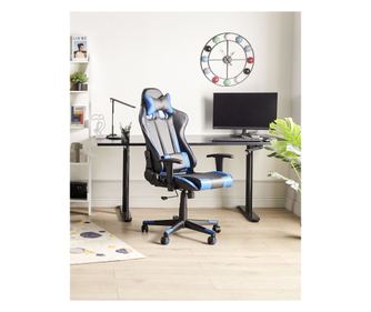 Scaun ergonomic GAMER Piele ecologică Albastru închis