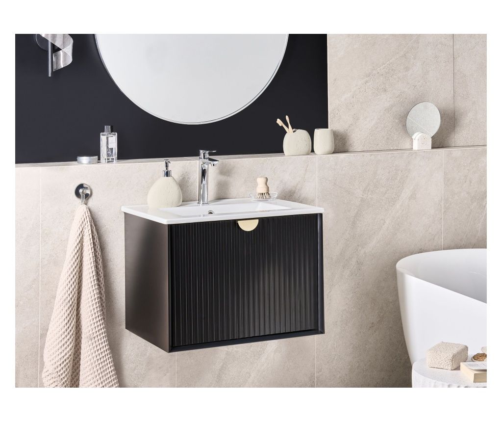 Mobilier suspendat pentru baie cu lavoar BONAIRE 60 cm Negru