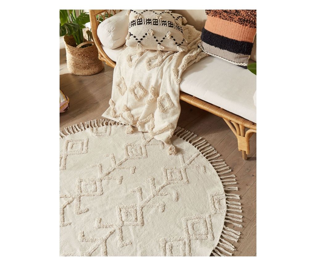 HARRAN Rug Light Beige ø 140 cm Cotton