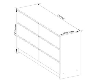 Comoda cu 6 sertare, PAL laminat, 138x40x77 cm, alb si gri grafit