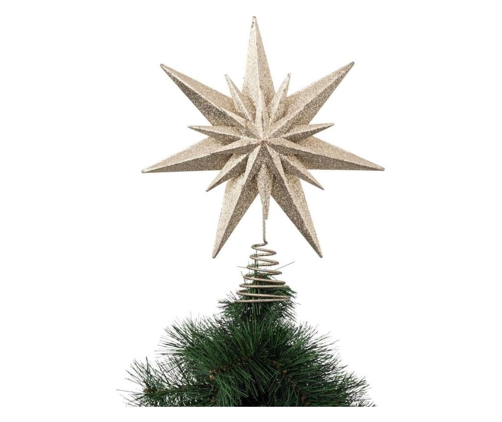 Decorative Double Star Christmas Tree Topper, 25x6x30 cm, Gold