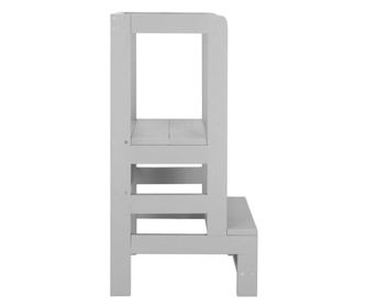 Многофункционална дървена кула за учене, платформа с 3 регулируеми височини, 90x39x44 см, сива