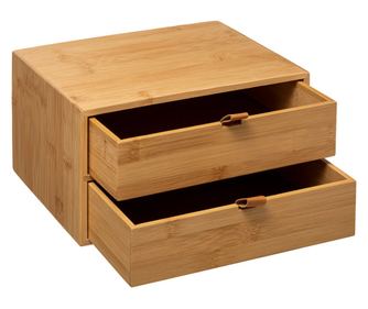 5Five Кутия за съхранение с 2 чекмеджета, бамбук, 25x20x14 см, естествен цвят