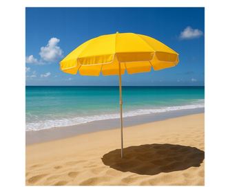 Zložljiv plažni senčnik z UV zaščito, nastavljiva višina, premer 150 cm, rumen