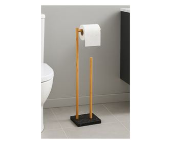 5Five Lea Stojalo za toaletni papir s prostorom za shranjevanje, bambus, 22x18x78 cm, črno-rjava