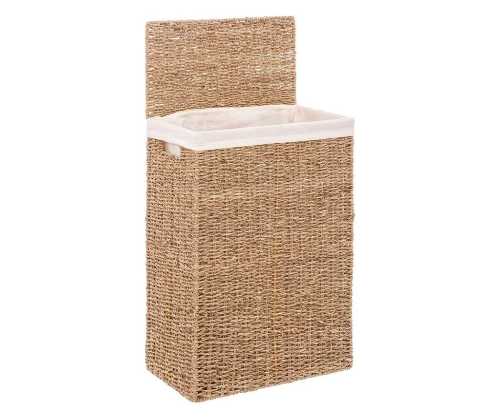 5Five Καλάθι Απλύτων από Υφαντό Καλάμι με Μεταλλικό Σκελετό, 40 Λίτρα, 37x22x55 εκ., Καφέ