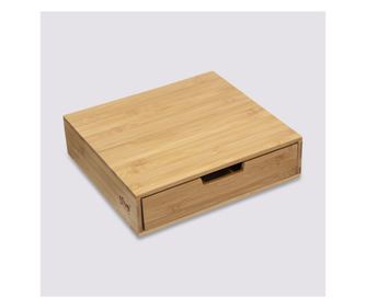 Suport capsule 5Five din bambus cu sertar mare si separatoare detasabile, 35x31x8 cm, natur