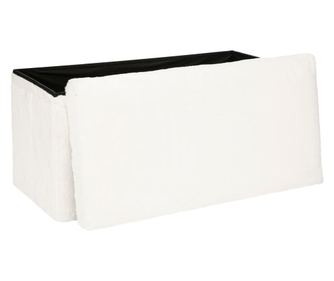 Atmosphera Ezzio zložljiv stol s prostorom za shranjevanje, 76x38x38 cm, umetno krzno, bela