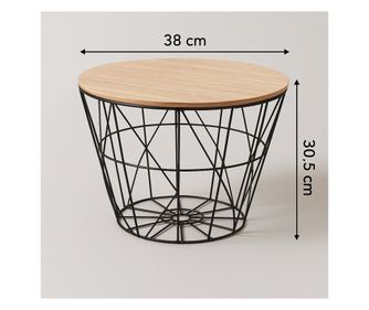 Masuta cafea rotunda Atmosphera Kumi, 38x30 cm, negru