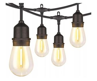 Okrasne zunanje girlande, vtične, 15 metrov, 15 LED žarnic toplo bele barve 3000K, IP44, stožec