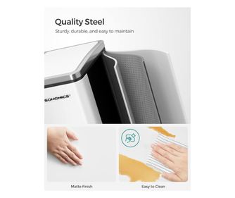 SONGMICS Cos de gunoi din inox cu 2 compartimente colectare selectiva, cu galeti interioare, 2x15litri, alb