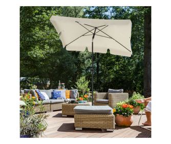 SONGMICS senčnik za teraso, vrt ali plažo z nagibom, 200x125cm, bež