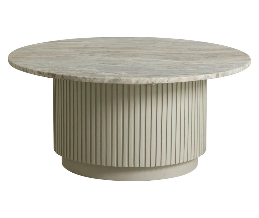 Dohányzóasztal Erie Márvány Fehér és Bézs 90 cm