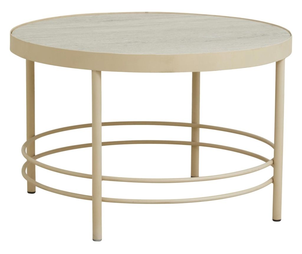 Jungo dohányzóasztal, márvány fehér és bézs, 80 cm