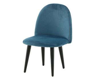 Gyerekszoba szék kék és fekete bársonnyal, 40 cm