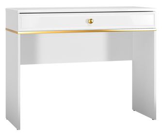Konzolový stolík Goldin lesklá biela a zlatá 100 cm
