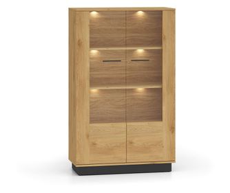 Prosklená vitrína Modesto dub a černá 92 cm