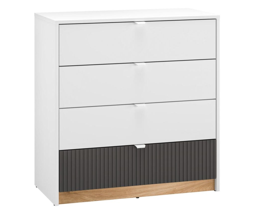 Komoda Torino Grafitová, Biela a Dub 82 cm