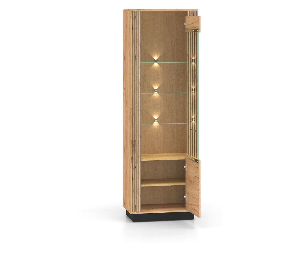 Vitrinska omara Urso Oak & Black 65 cm