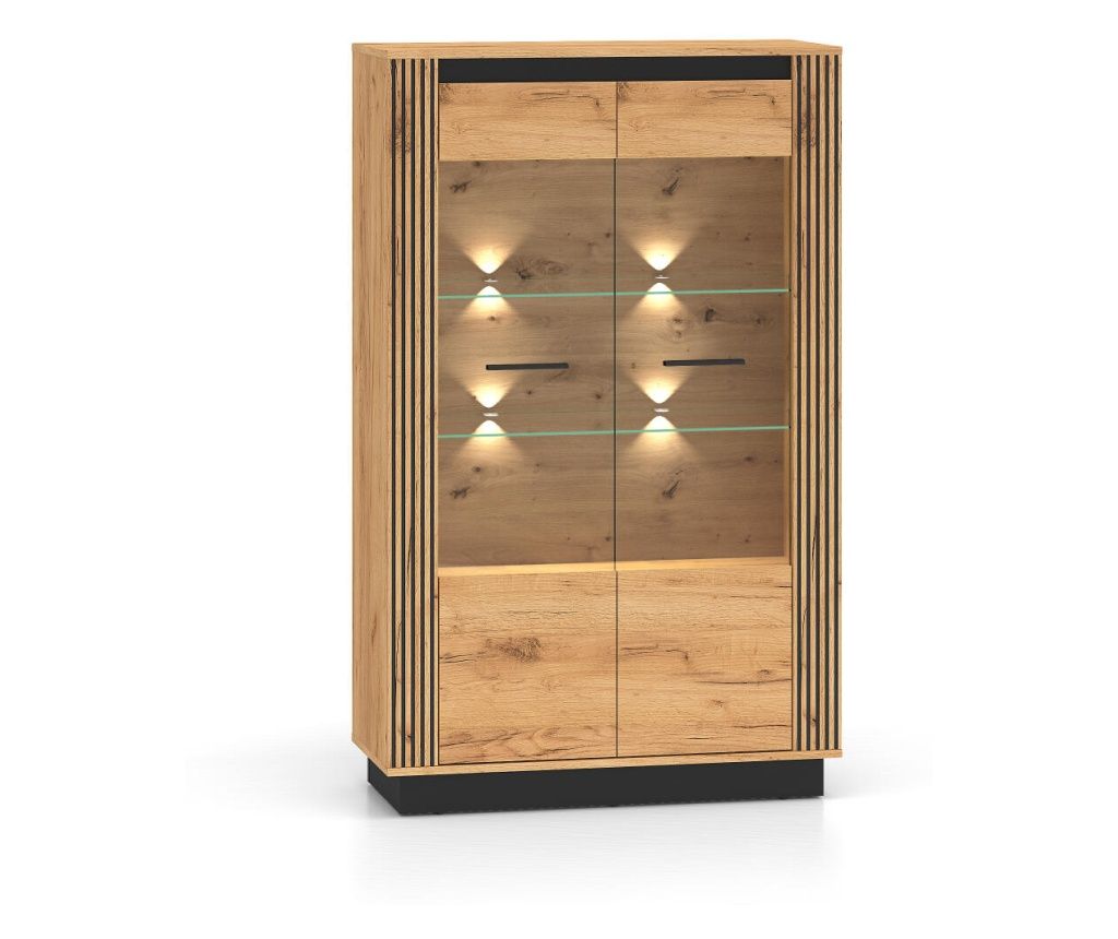 Vitrinska omara Urso Oak & Black 92 cm