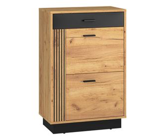 Шкаф за обувки Vasco, дъб и черно, 60 см