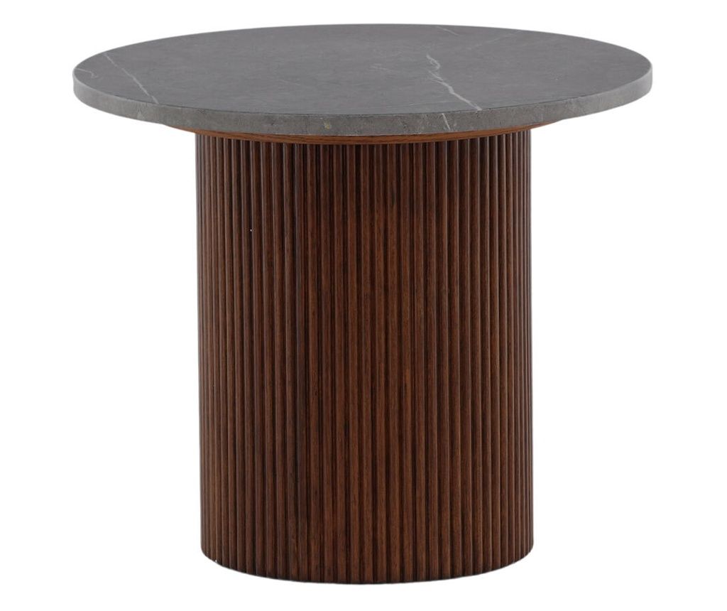 Side Table Haron Marble Grey & Walnut 52 cm