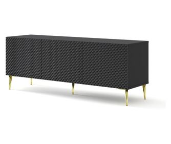TV stalak Ravenna C Crni & Sjajni Crni & Zlatni 150 cm