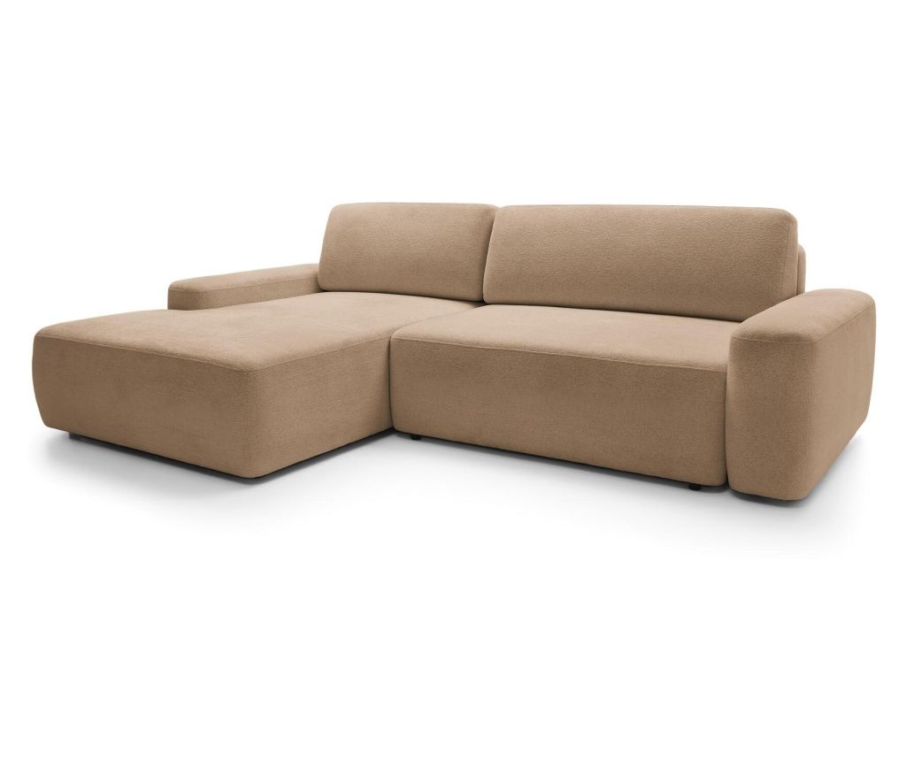 Bouli sarokgarnitúra, homokbarna és fekete, 264 cm