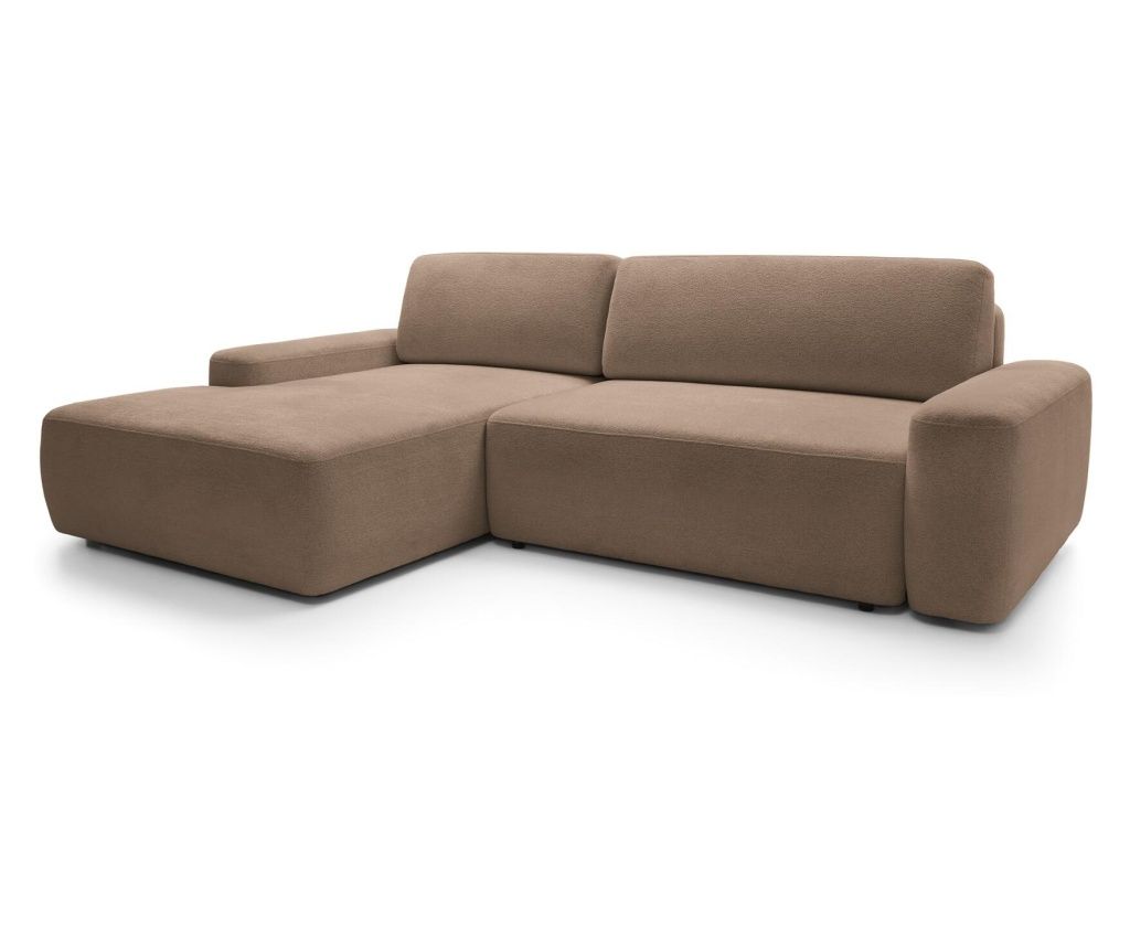 Bouli barna és fekete sarokgarnitúra, 264 cm