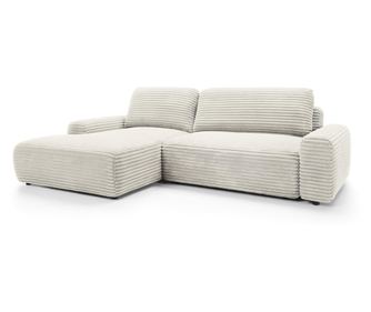 Ъглов диван Cord, кремаво бял и черен, 264 см