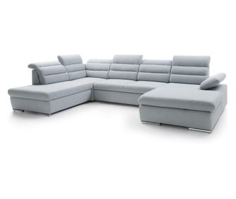 Ъглов диван Greco Светлосин и Сребрист 356 см