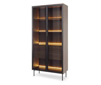 Vitrina Lumi Hrast Tamni i Crni 92 cm