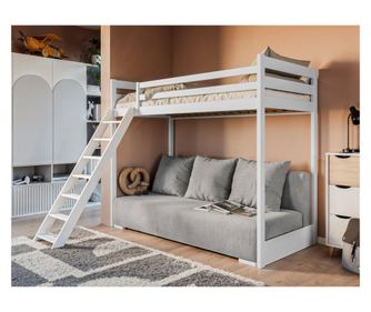 Emeletes ágy Sofino rózsaszín és fehér 90x200 cm