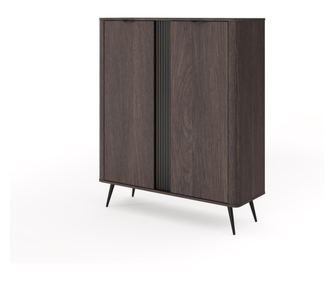 Vitrinska omarica Veris hrast temni in črna 113 cm