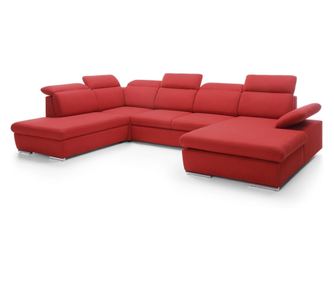 Orlando sarokgarnitúra piros és ezüst színben, 356 cm