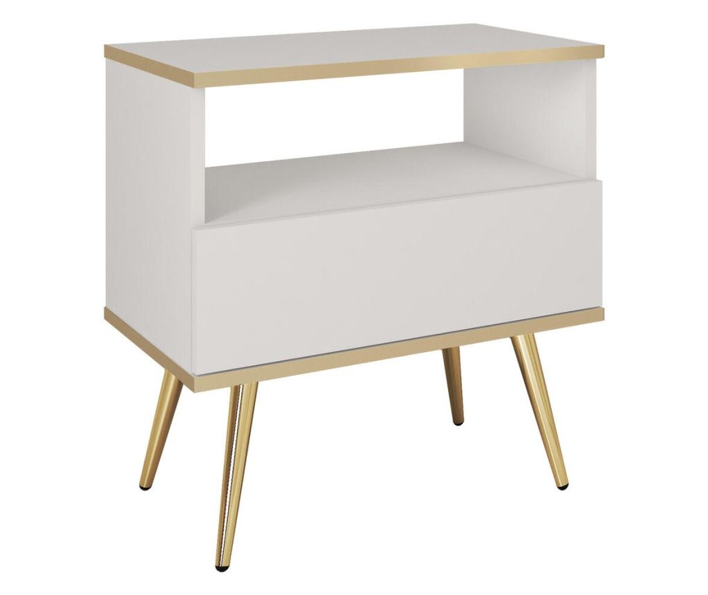 Nightstand Oro White & Gold 54 cm