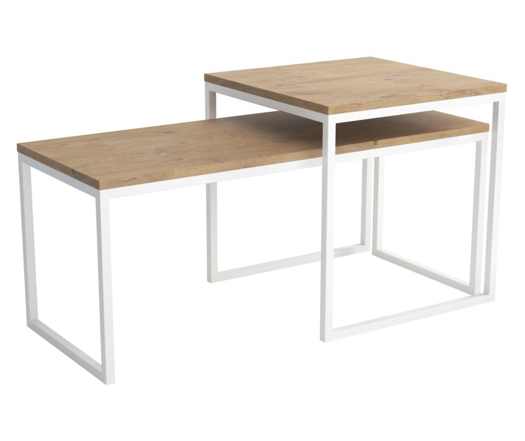 Dohányzóasztal Tony bézs és fehér 50 cm