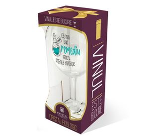 Kozarec za vino s smešnim sporočilom "najboljše zdravilo za slabo voljo"