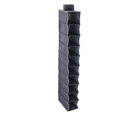 Viseči organizator, z 10 predelki, 30x15x120 cm, trpežna tkanina, siva