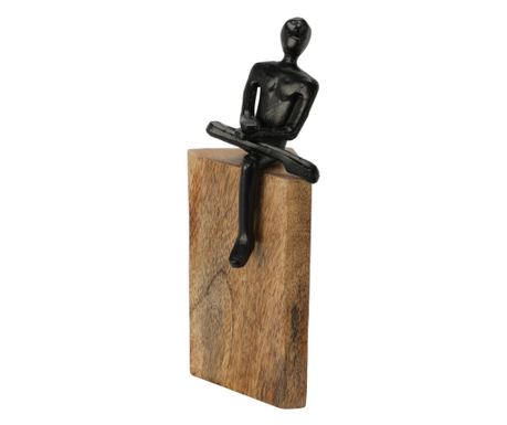 Ukrasna figura na drvu, minimalistička crna figura, meditacija i ravnoteža, 23 cm