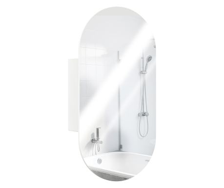 Ovális Tükrös Tárolós Szekrény, Modern Keret nélküli Tükör Fürdőszobai Szekrény, Falra Szerelhető Fürdőszobai Szekrény, 45 x 90 