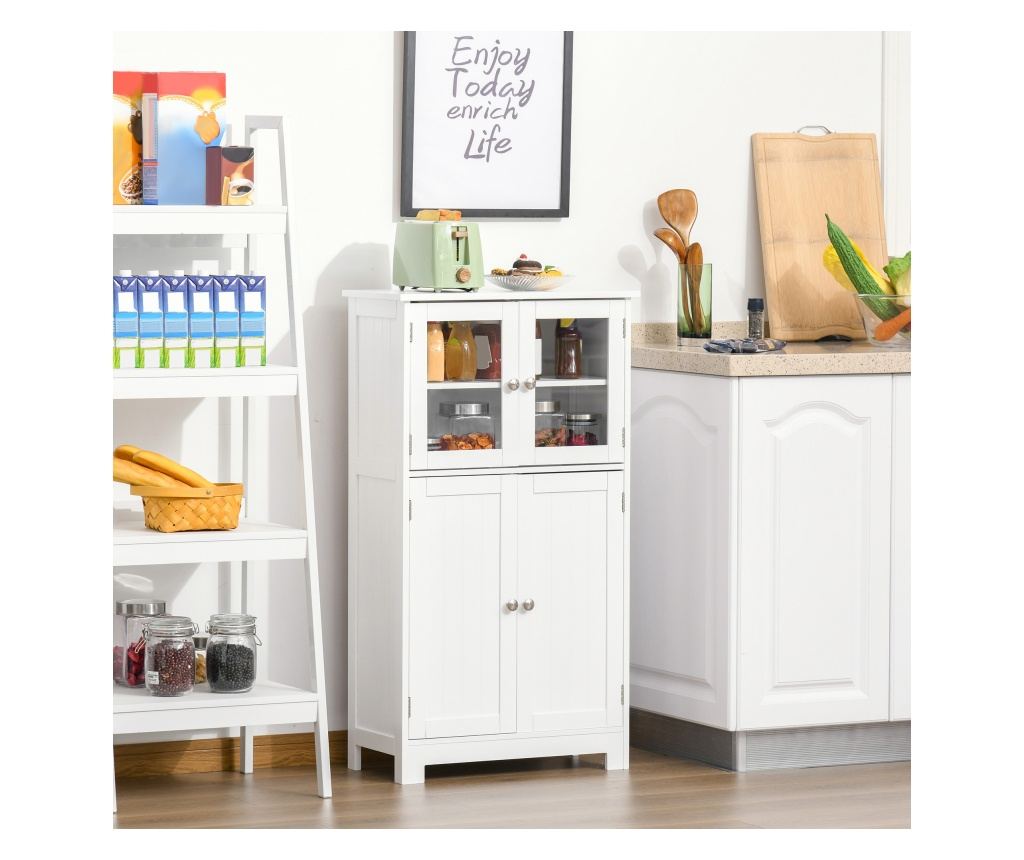 Fürdőszobaszekrény 2 ajtós üvegajtókkal, helytakarékos, állítható polccal - 2