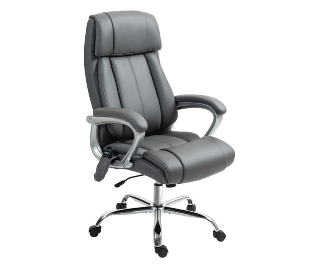 Irodai szék 6 pontos masszázzsal, vibrációs és dönthető, zsebbel és távirányítóval, 66x72x113-121 cm, szürke