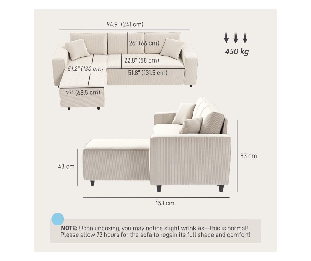Кремав кадифен 3-местен диван - 3