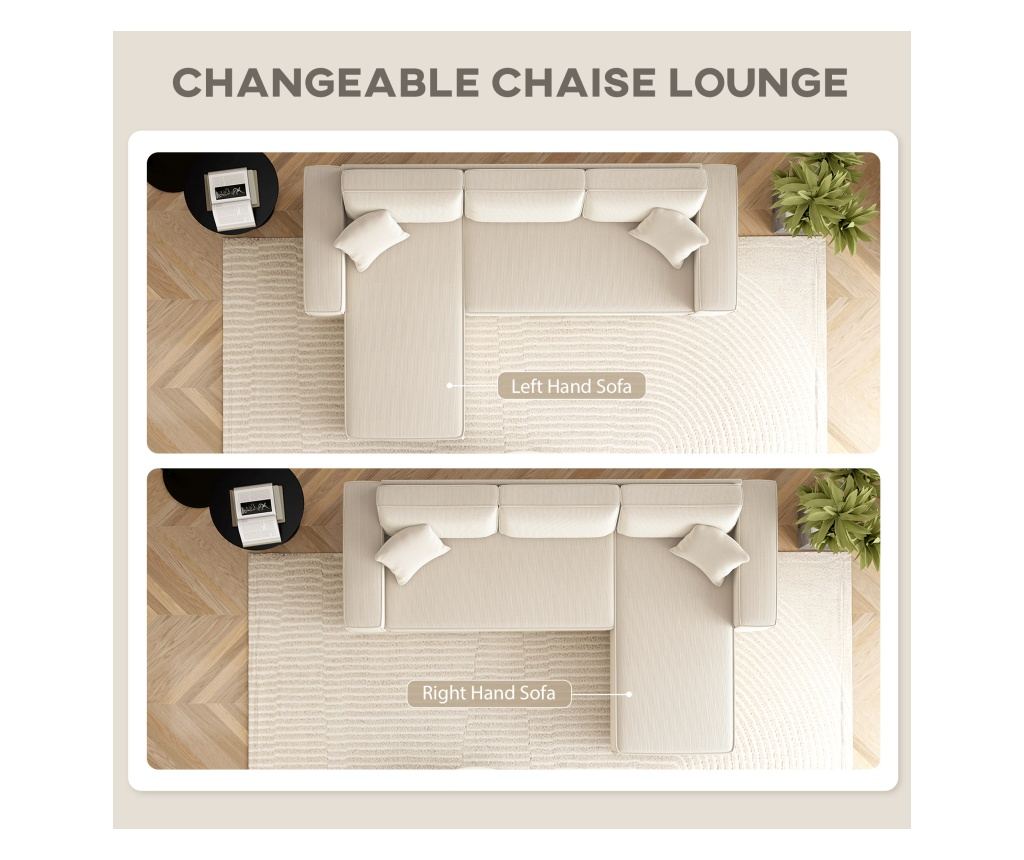 Кремав кадифен 3-местен диван - 4