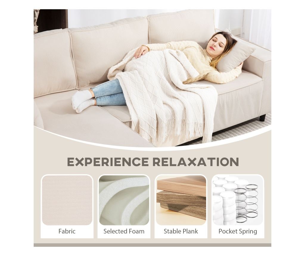 Кремав кадифен 3-местен диван - 5