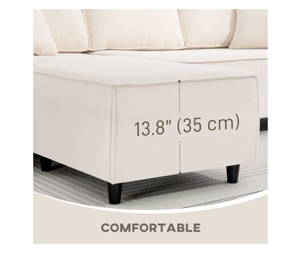 Кремав кадифен 3-местен диван - 6