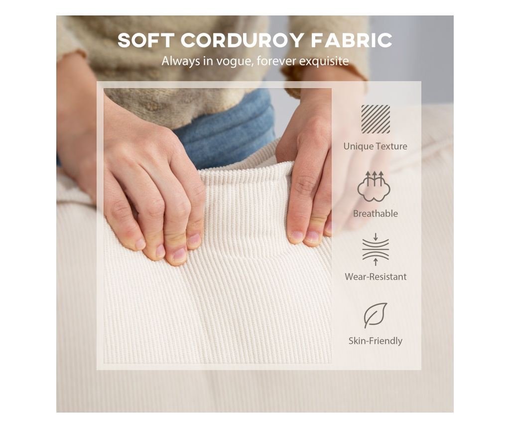 Кремав кадифен 3-местен диван - 7